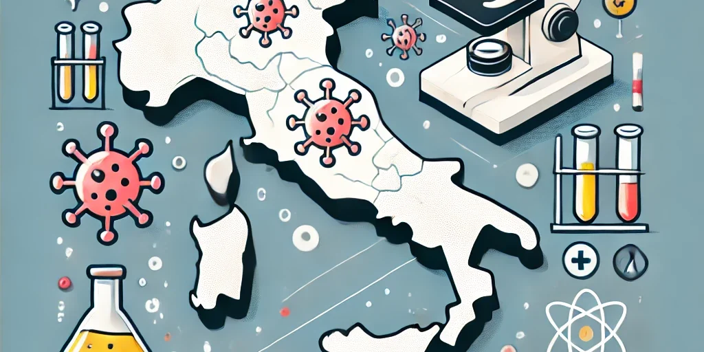 DALL·E 2024-06-24 13.09.31 – A clean and professional graphic for a healthcare blog article about Oropouche fever in Veneto, Italy. The image should feature a map of Veneto highli